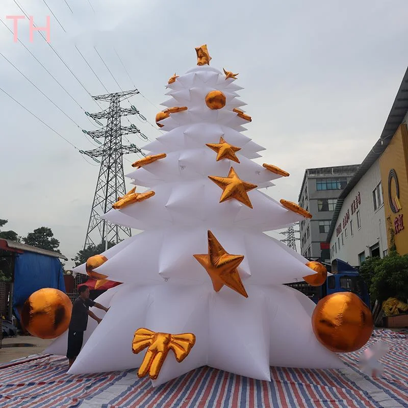 

free shipment outdoor activities 6m/8m high white Christmas Inflatable Tree,LED color lighted inflatable Christmas tree balloon