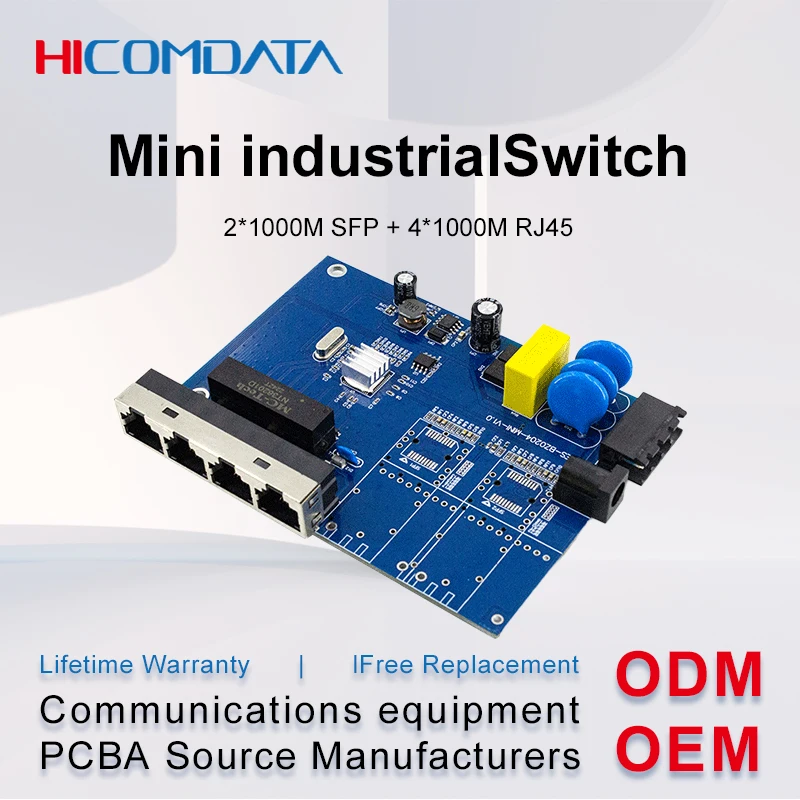 

Mini 100Mbps Industrial Ethernet Switch, Fiber Converter, Media Transceiver, PCBA, 100Mbps, 2F4FE Switch SC 20KM