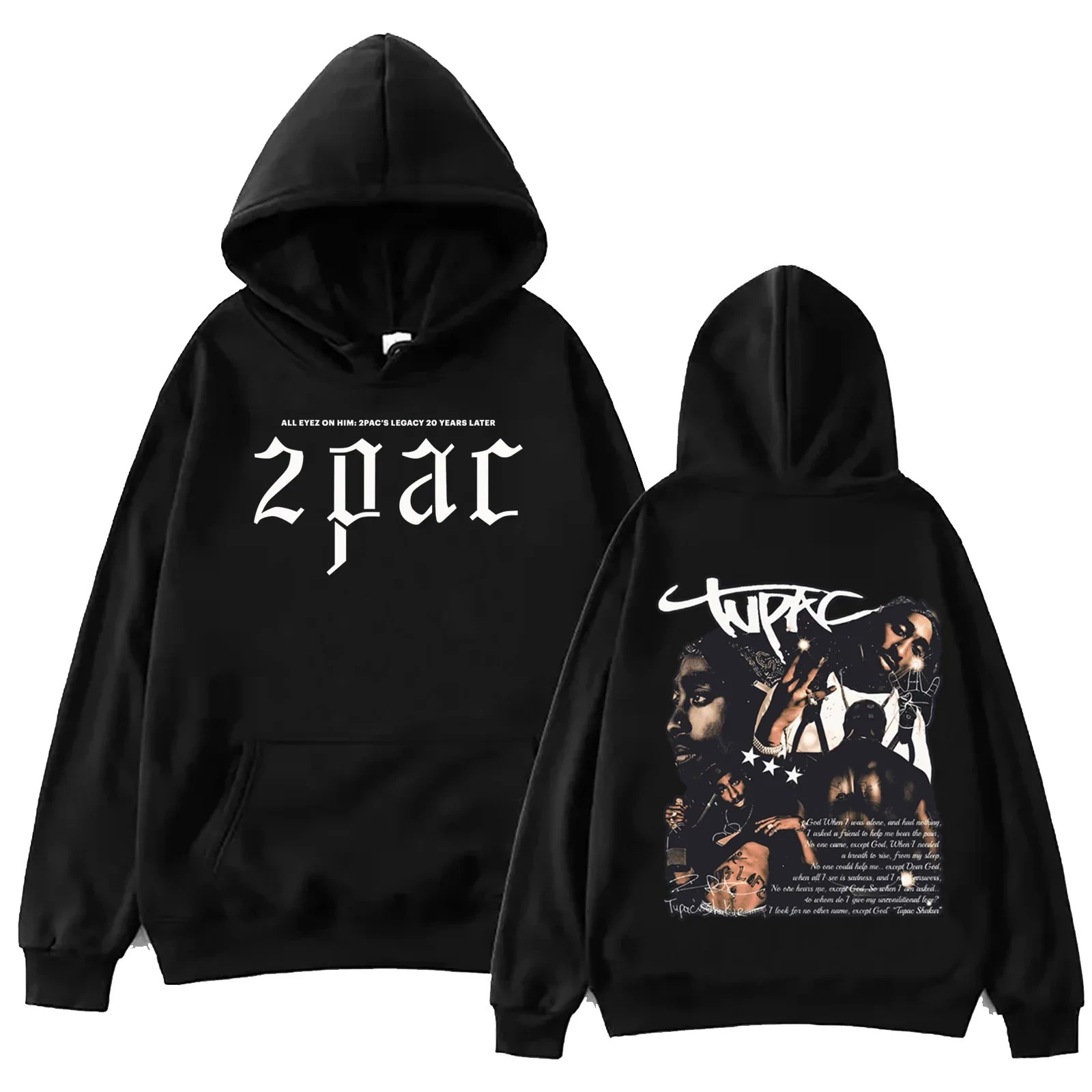 Tupac Shakur 2pac Hoodie Harajuku Hip Hop Pullover Tops Popular Music Sweatshirt Fans Gift