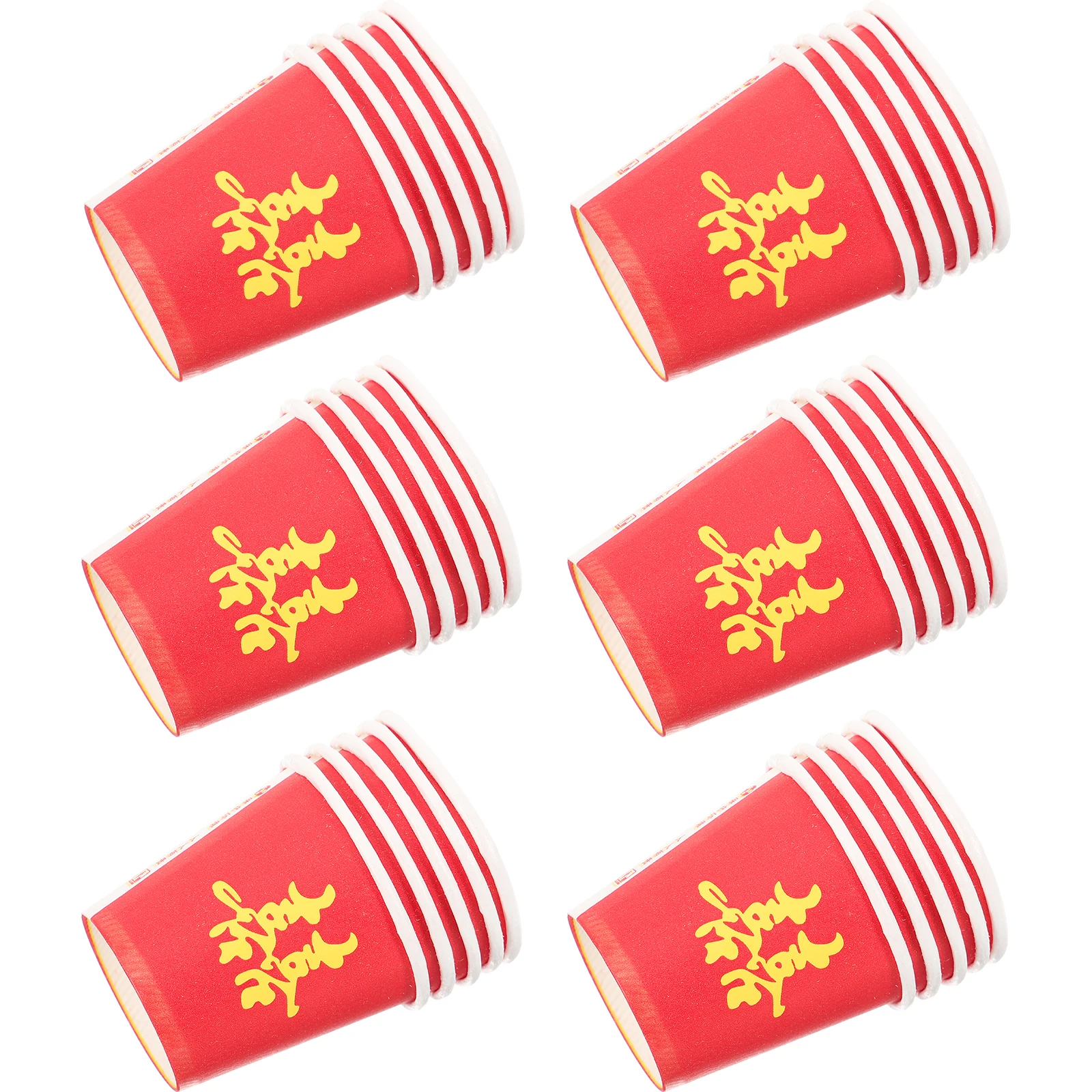 

50 pcs Red Mini Chinese Wedding Paper Cups for Drinks Tiny Disposable Party Tea Cups Glassware