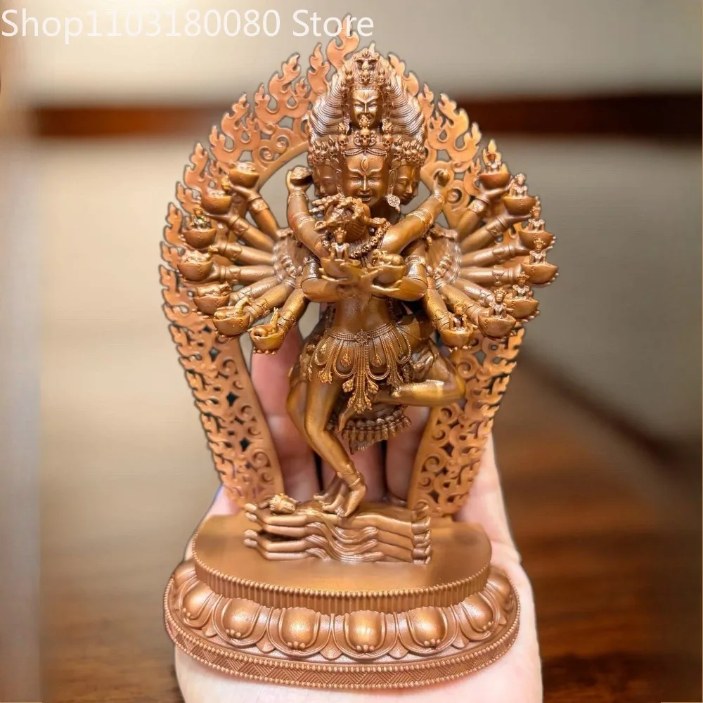 15cm Red Copper Hevajra Statue Tibetan Buddhist Heruka Deity Figurine Altar Home Decor