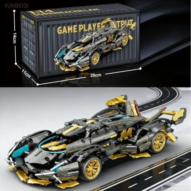 1:14 modèle de bloc de course bricolage 1280 pièces + modèle de voiture télécommandé statique/sport bloc mécanique assemblage jouet cadeaux pour enfants adultes