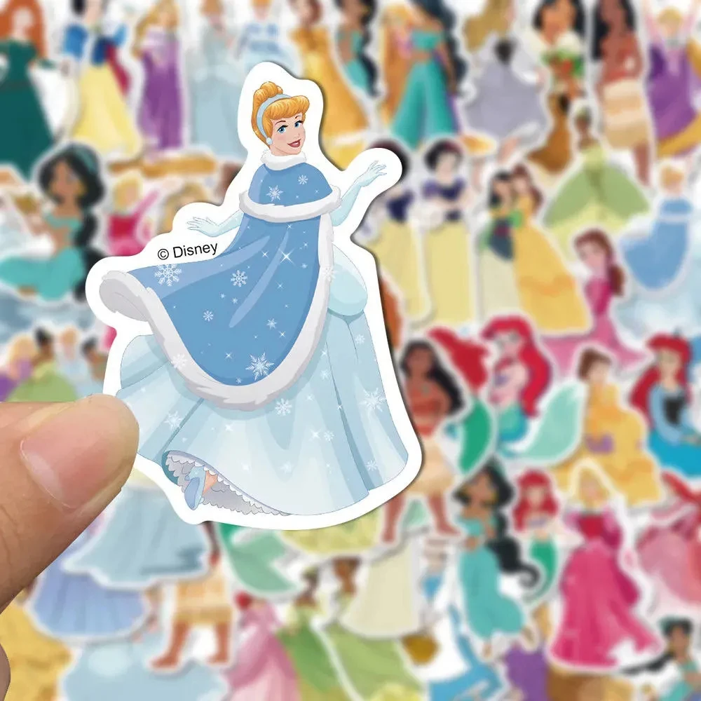 

10/30/50pcs Cute Disney Anime Princess Stickers Aurora Belle Cartoon Sticker Scrapbooking Guitar Luggage Mermaid Decal Toys Gift