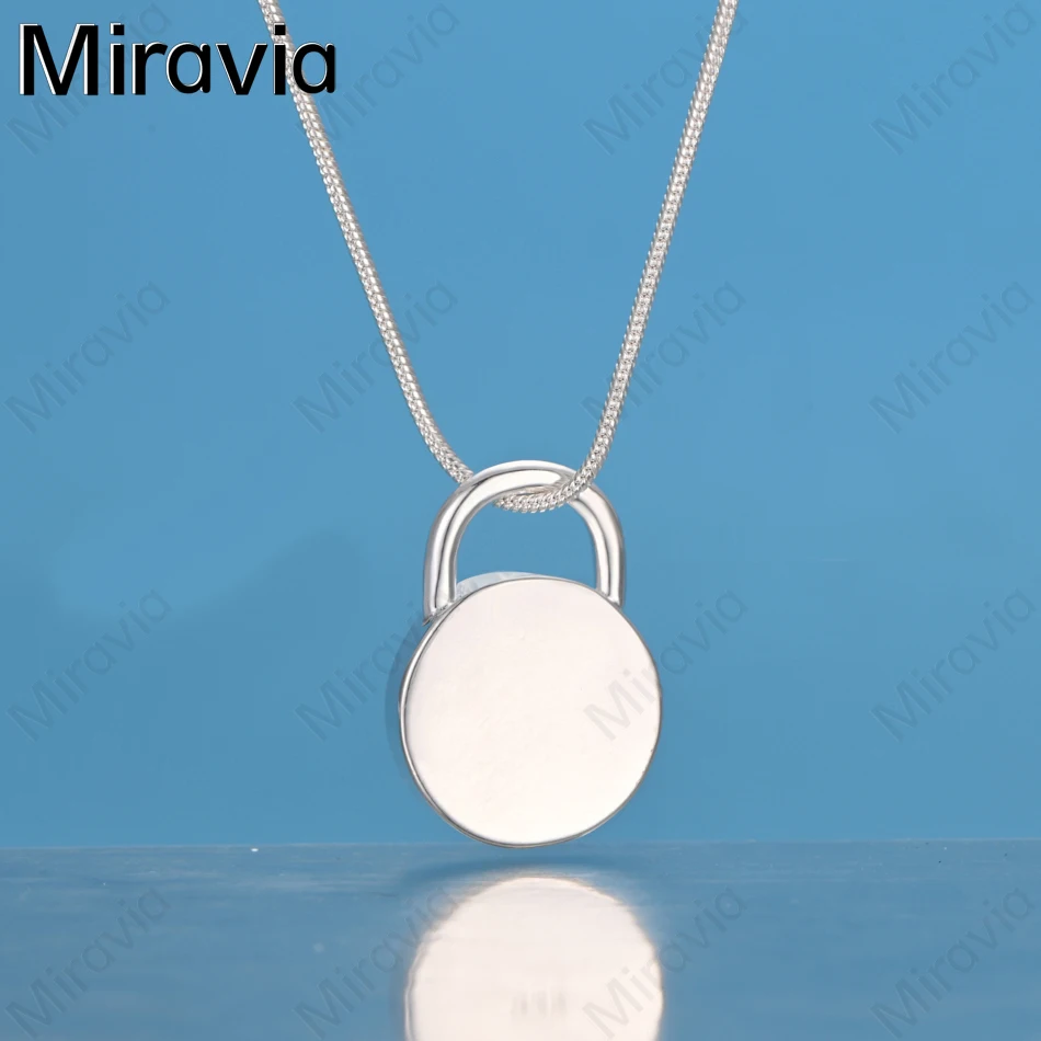 

Miravia 925 Sterling Silver Polished Solid Round Lock Pendant Necklace, Exquisite And Cute Wedding Party Jewelry For Women.