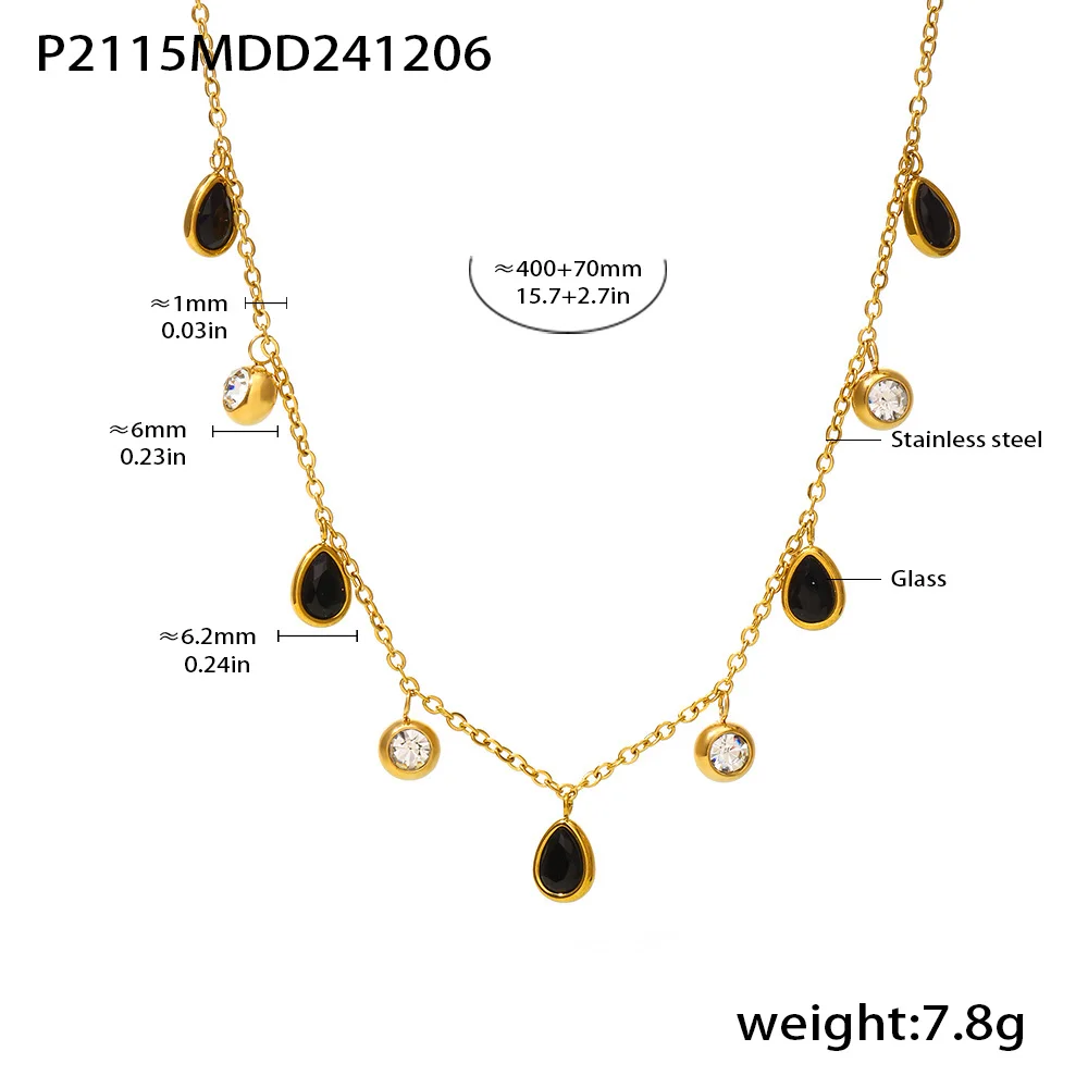Women's Gold Plated Zircon Water Drop Pendant Necklace