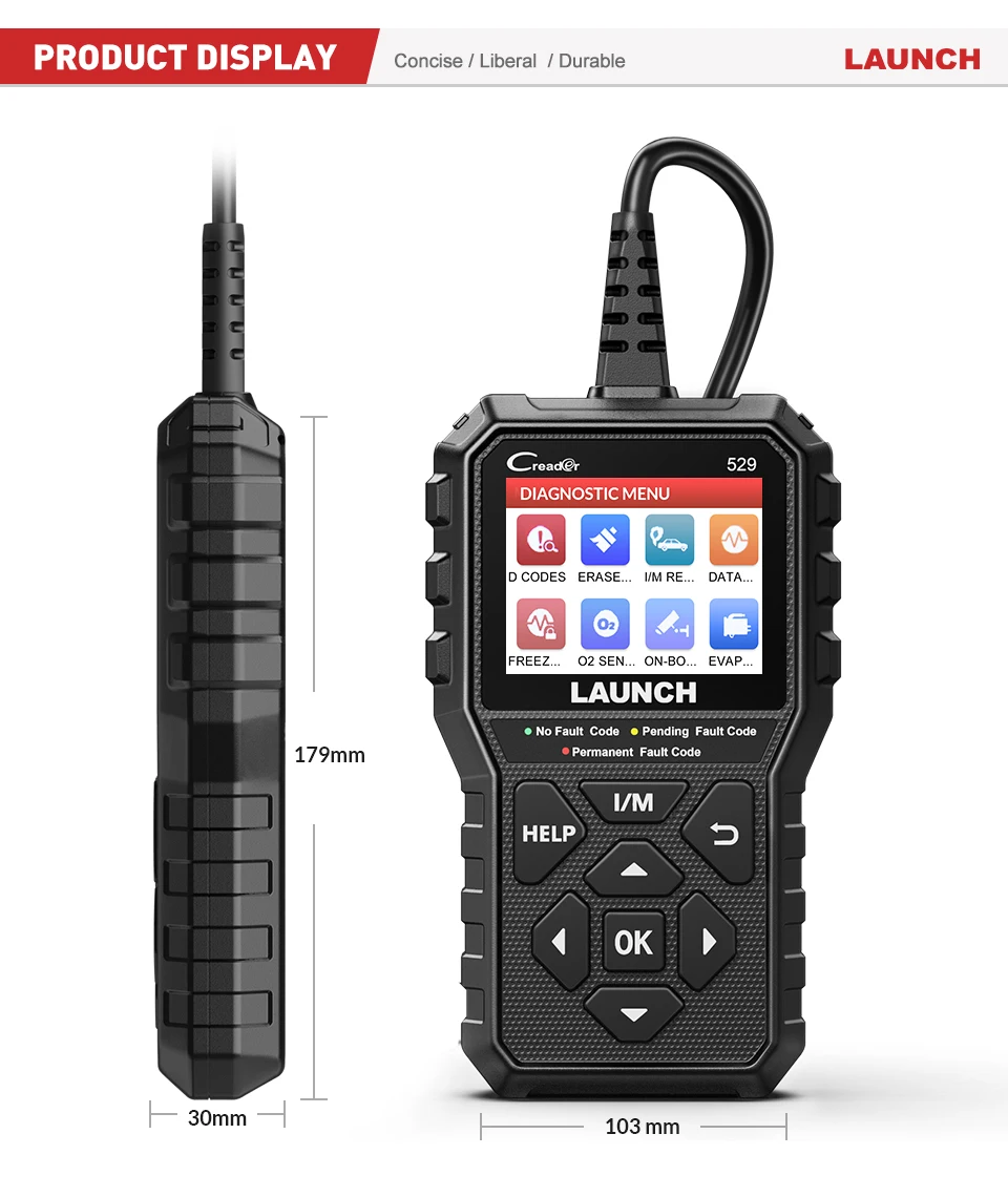 LAUNCH CR529 OBD2 Codeleser Creader 529 Scanner Kfz-Diagnosegerät OBDII Codeleser Fehlercodeleser OBD2 Scan-Tool – Detail 8