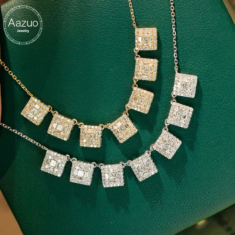 

Ювелирные изделия Aazuo класса люкс, ожерелье из белого золота 18 карат с настоящими бриллиантами 0,90 карата, для торжественных мероприятий, для женщин, на День святого Валентина