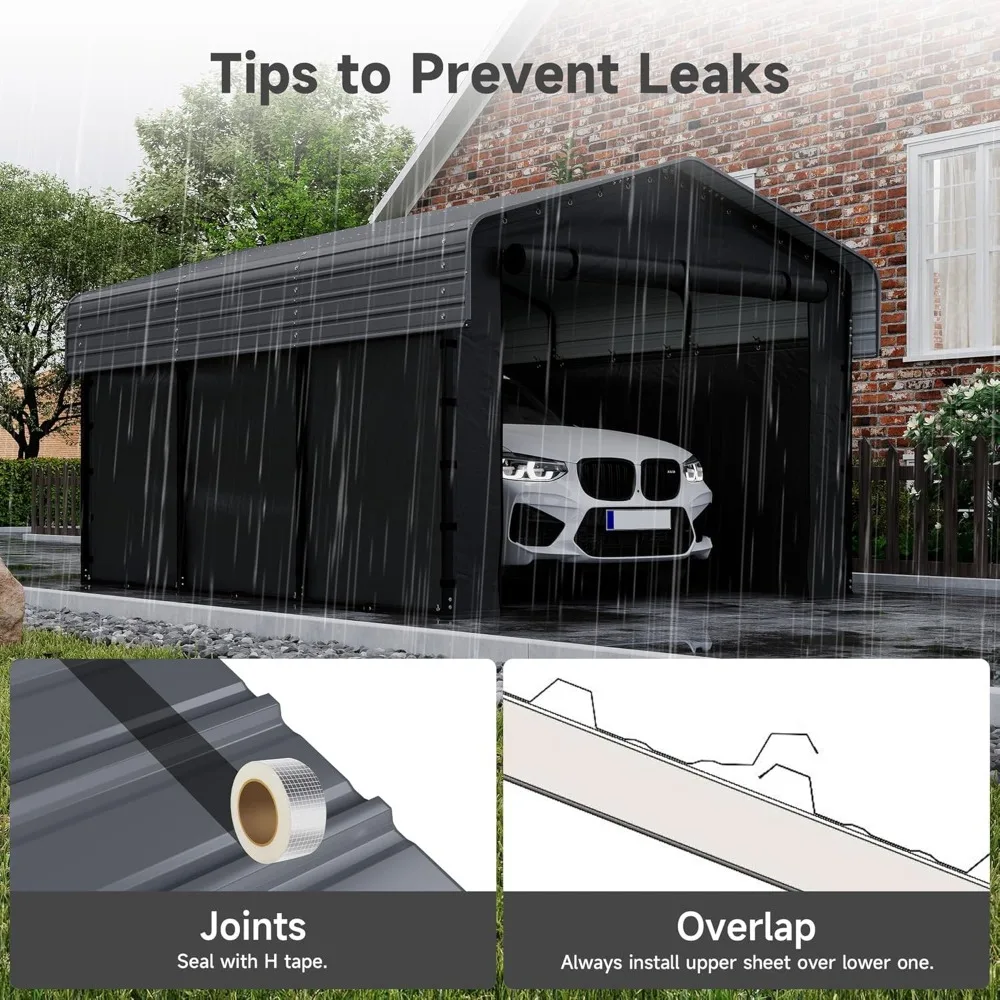 

Прочный металлический карпорт длиной 10x15 футов с крышей из оцинкованной стали и комплектом съемных боковых стенных корпусов; Многоцелевой уличный гараж