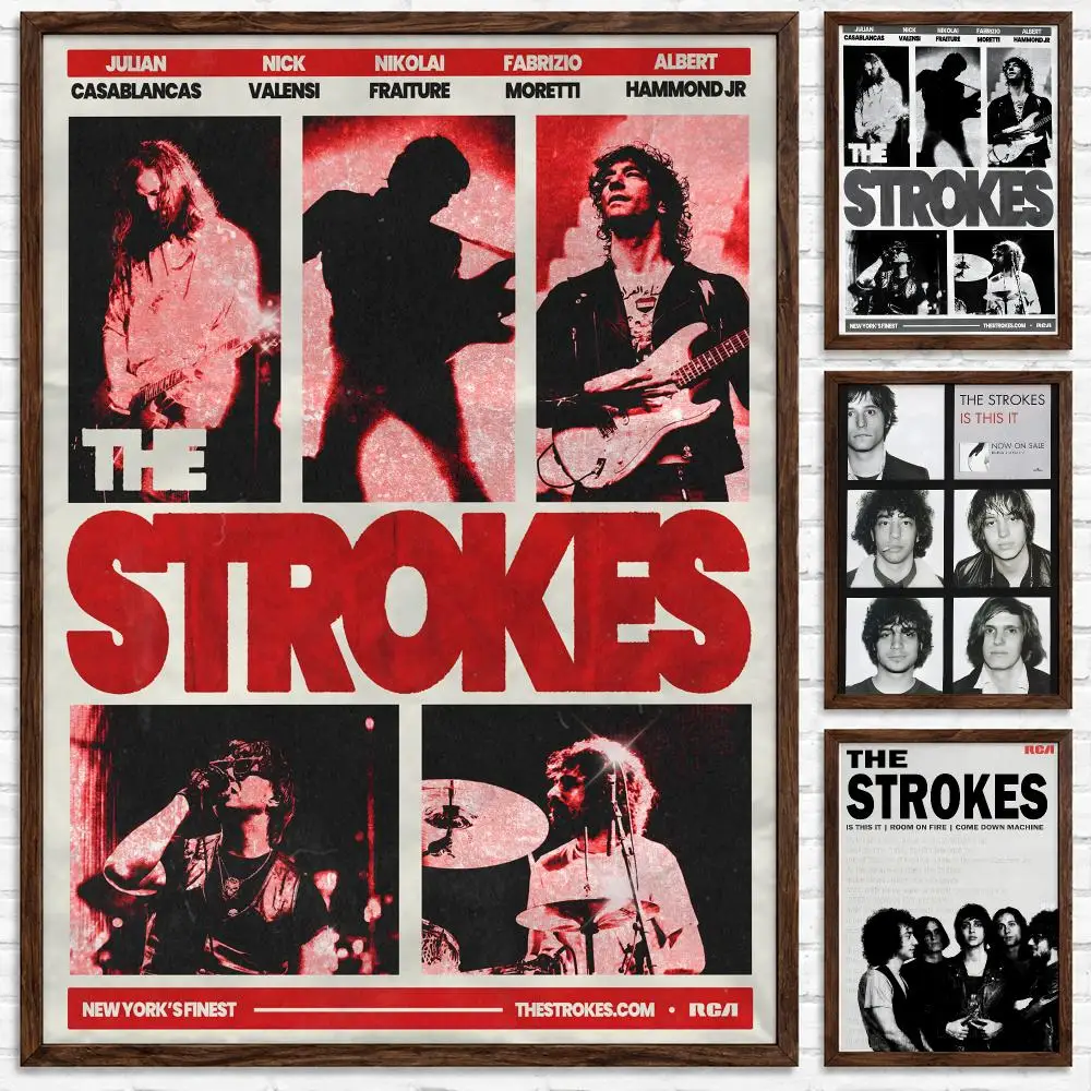 Indie Rock Band The Strokes Poster Self‑Adhesive Waterproof Poster Sticker Coffee House Bar Wall Art Home Decor