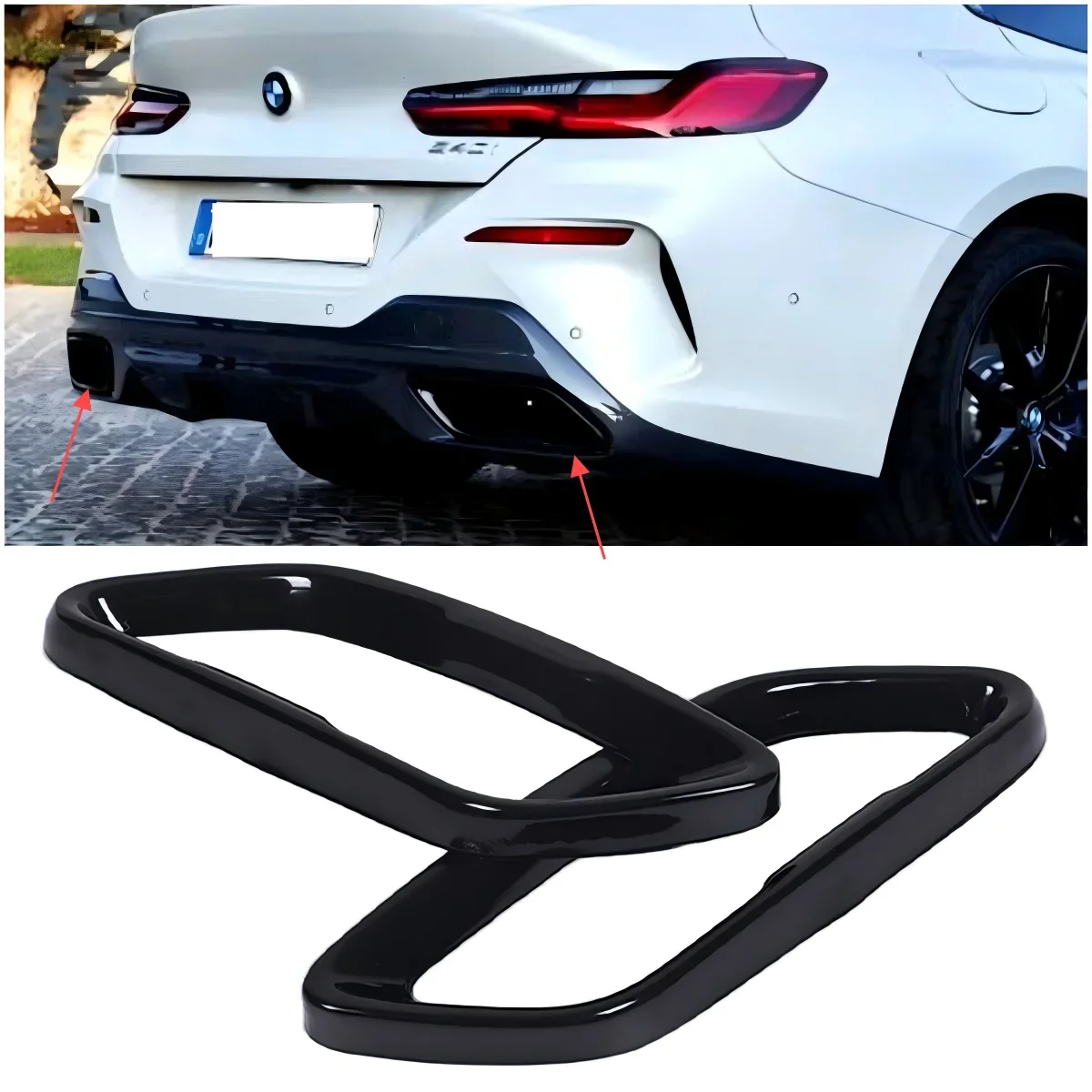 

Декоративная накладка на выхлопную трубу из черной нержавеющей стали для BMW 8 серии G14 G15 G16 2019-2025