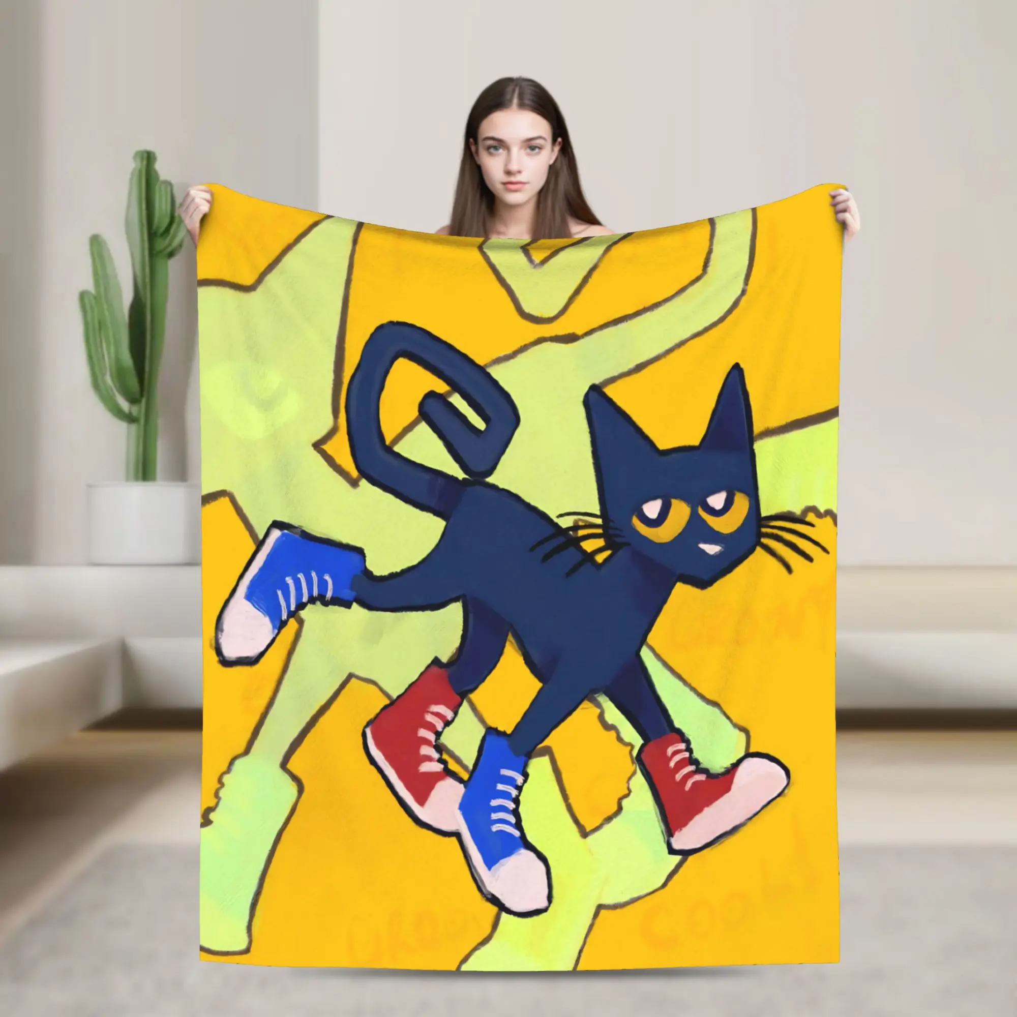Cool Pete The Cat Cartoon Plush Blanket  Awesome Throw Blankets for Home 200x150cm Bedspread