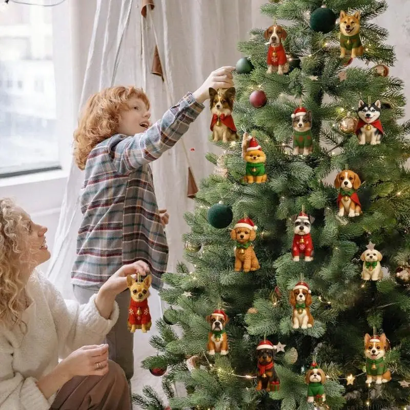 D5BB عيد الميلاد احتفالي الكلب تحت عنوان تقويم القدوم صناديق عمياء 24 قطعة الحلي الاكريليك #2