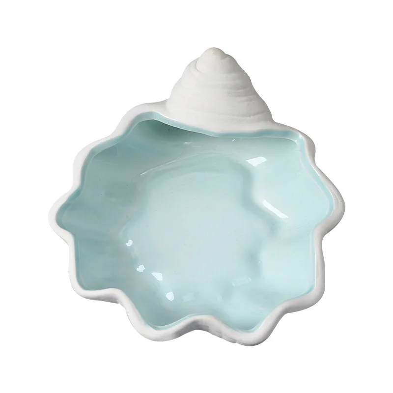 

Conch Shape Ceramic Jewelry Tray, Aqua Shell Trinket Tray Seashell Jewelry Dish Ocean Style Jewelry Plate Decorative Storage