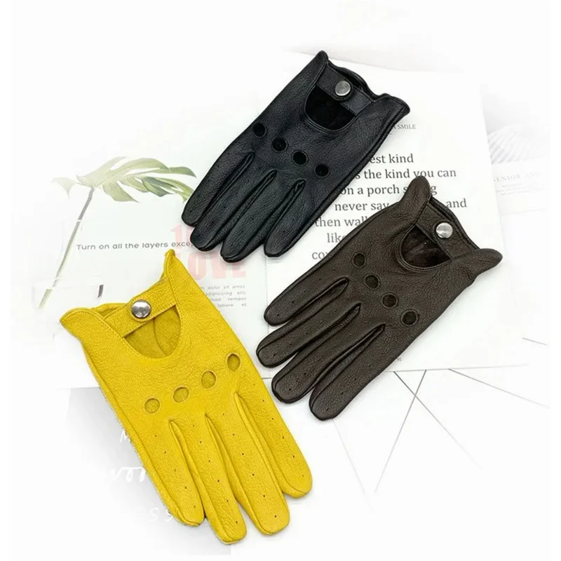 Sheepskin Gloves Men\'s Retro Motorcycle Thin Gloves Sports Cycling Riding Moto Tactical Leather Gloves