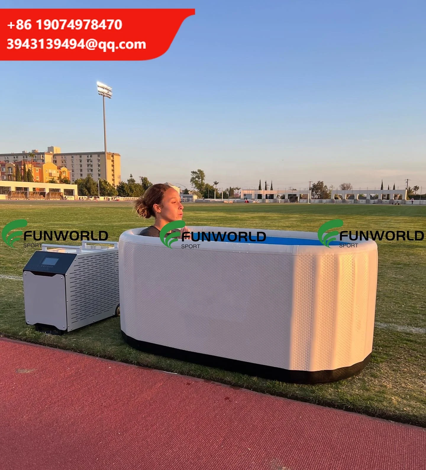 

Funworldsport Customized PVC Inflatable Ice Bath Recovery 2 Person Portable Cold Plunge Tub With Chiller