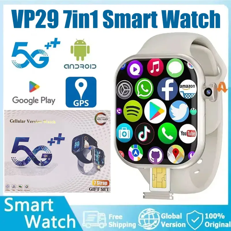 ساعة ذكية VP29 5G - نظام تشغيل أندرويد | أمولد دوار 2.29 بوصة | الكاميرا المدمجة | نظام تحديد المواقع | NFC | متجر جوجل بلاي #1