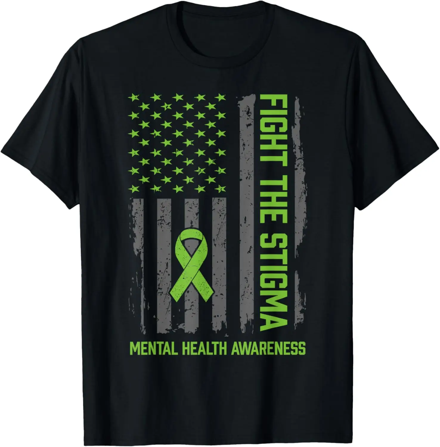 Awareness Shirt Fight The Stigma Mental Health T-Shirt 100% Cotton Trendy Y2K Short-Sleeve Tee – Soft, Quick-Drying, & Moisture-Wicking; Ideal for Sports or Casual Wear; Great Gift for Christmas or Halloween.
