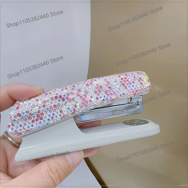 Rhinestone Handheld Stapler, Portable Multifunctional Stapler for Office & Student, Crystal Desk Binding Tool