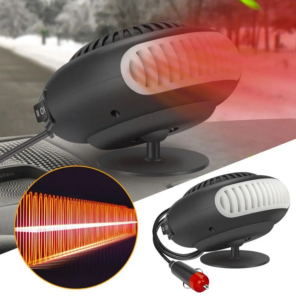 New Portable Car Heater 12V/24V Car Heater Fan 2 IN Heating 1 Anti-Fog Windshield Defroster Car Auto Heater Dryer Cooling K9E7