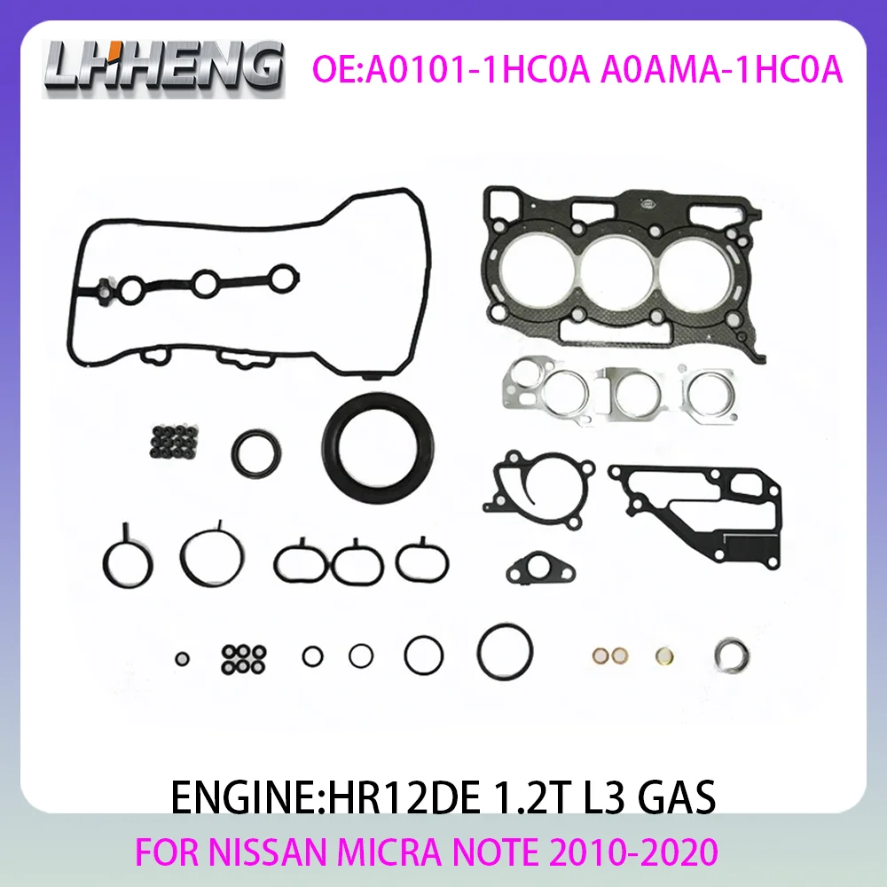 HR12DE ENGINE gasket set For NISSAN MICRA NOTE K13K K13KK E12 1.2L 1.2 L T L3 GAS 2010-2020 A0101-1HC0A A0AMA-1HC0A