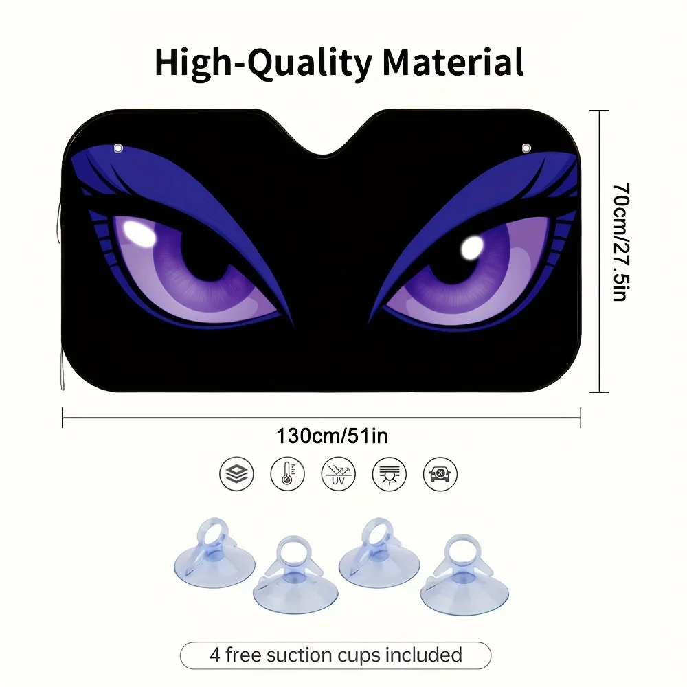 1pc Of Halloween-Themed Car Sunshade With Spooky Eyes, Perfect For Different Driving Situations, Enhances The Interior Atmospher