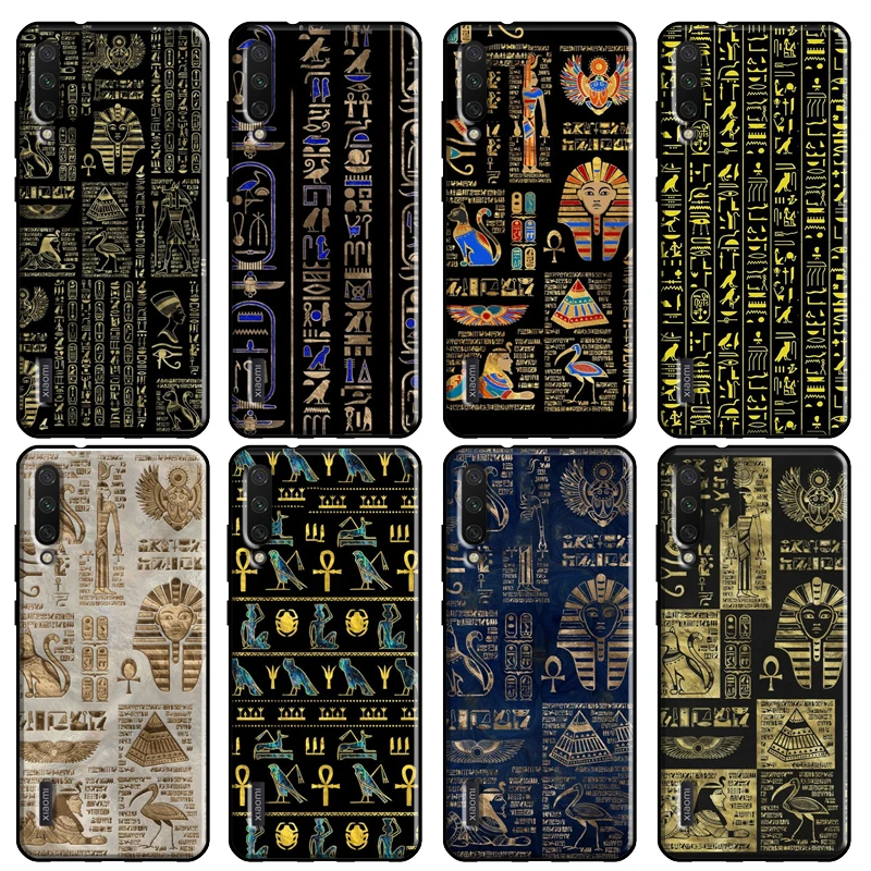 Ancient Egyptian Hieroglyphic Cover For POCO X3 NFC M3 Case For Xiaomi Mi Note 10 Lite A2 8 9 Mi 9T 10T Pro Mi 11 Back Cover