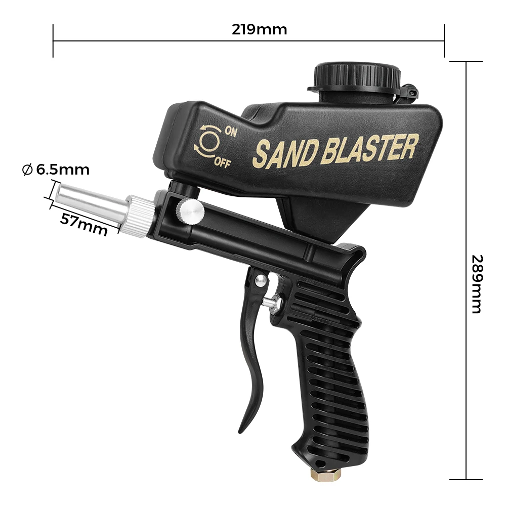 Adjustable Pneumatic Sandblasting Gun 90Psi Portable Home Sand Blasting Machine Cordless Gravity Small Handheld Air Tool