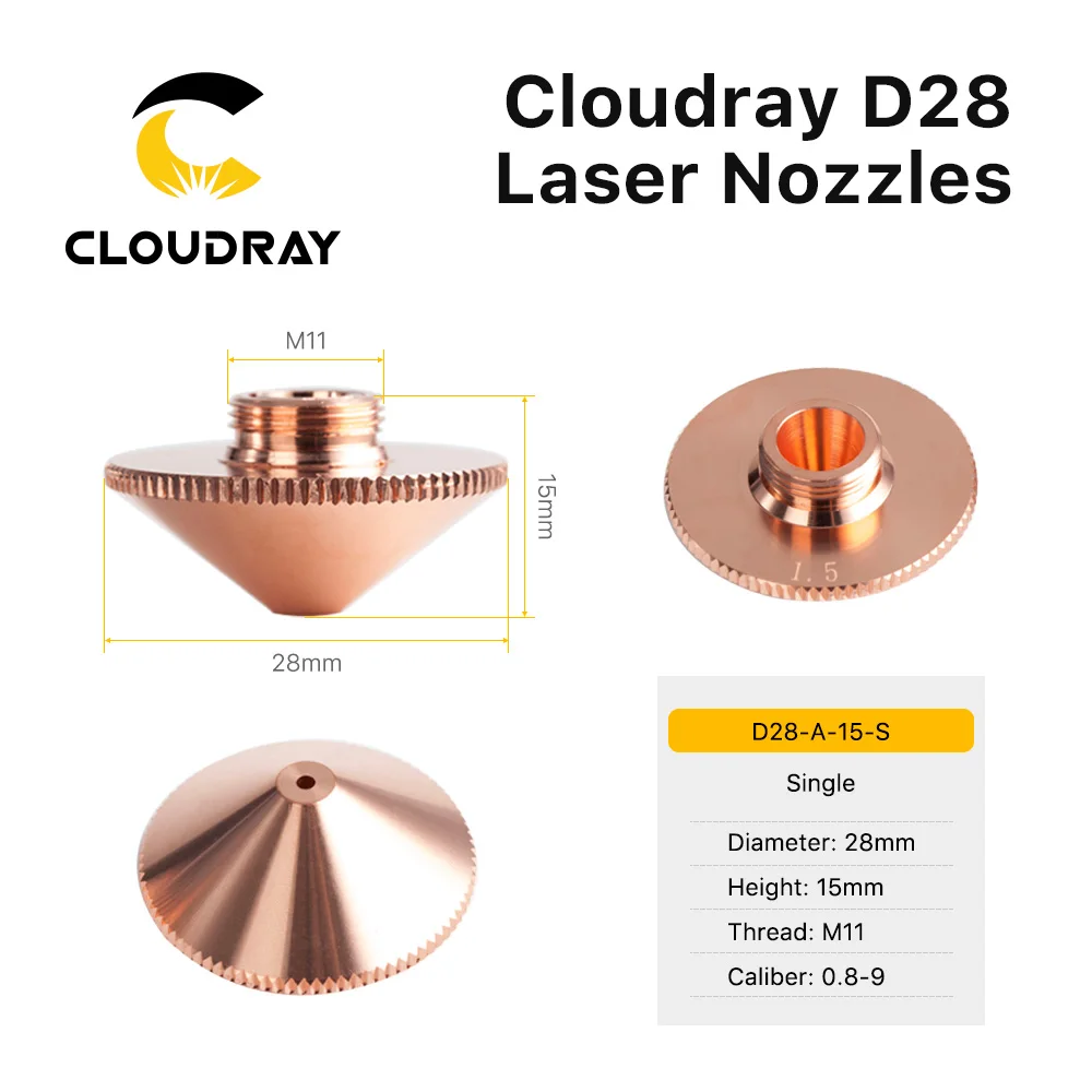 Cloudray Laser Düse Einzelne Doppel Schicht Dia.28mm Kaliber 0,8-6,0mm für Precitec WSX Raytools Faser Laser Schneiden Kopf