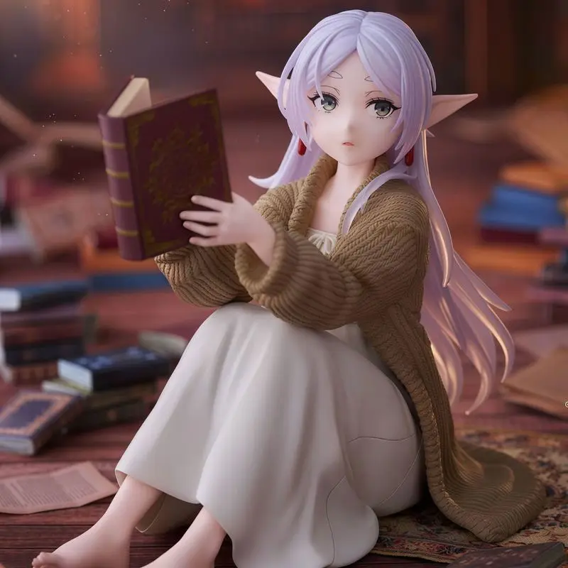 Anime Frieren au-delà du voyage fin Figure Frieren en vêtements de détente lire un livre mignon ordinateur de bureau coque décoration modèle cadeau
