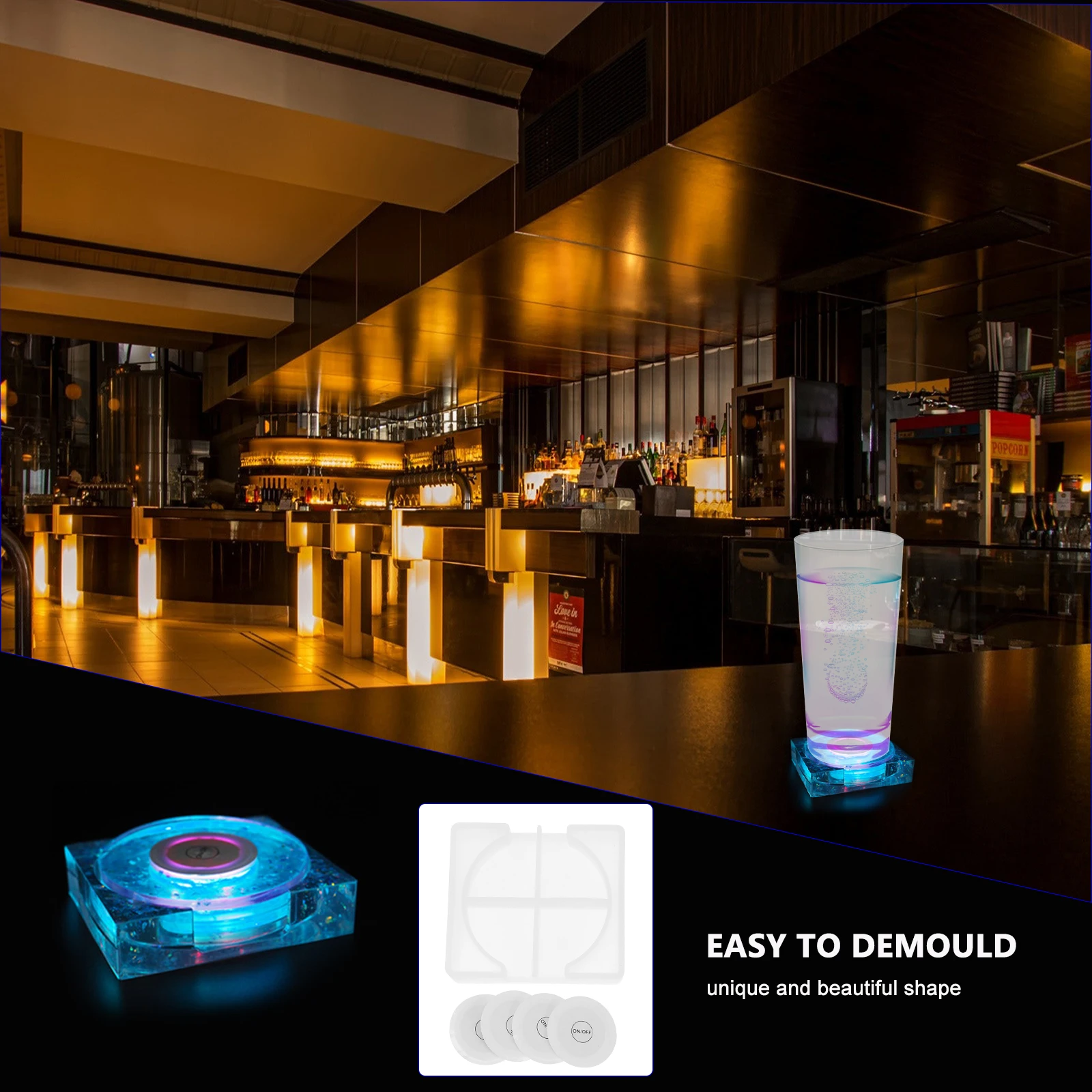 

1 set 1 Set Silicone Luminous Coaster Mold Cd Disc Craft Diy Epoxy Casting Making Durable Flexibility Easy Clean Home Use