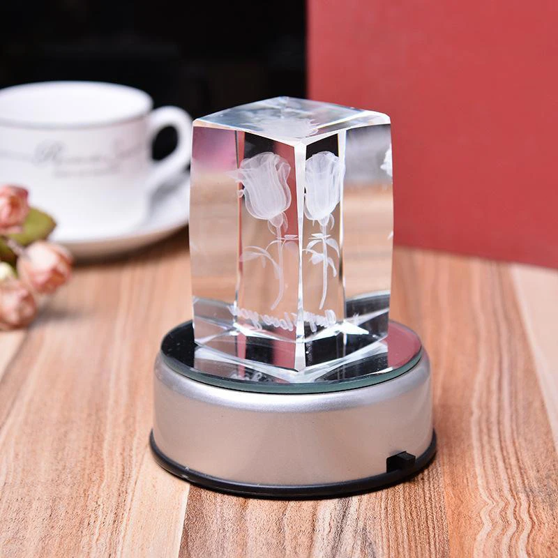 4 LED Luminous Base Light Colorful Round Stand Base for Cocktail Crystal Glass Transparent Objects Display Light Base Holder