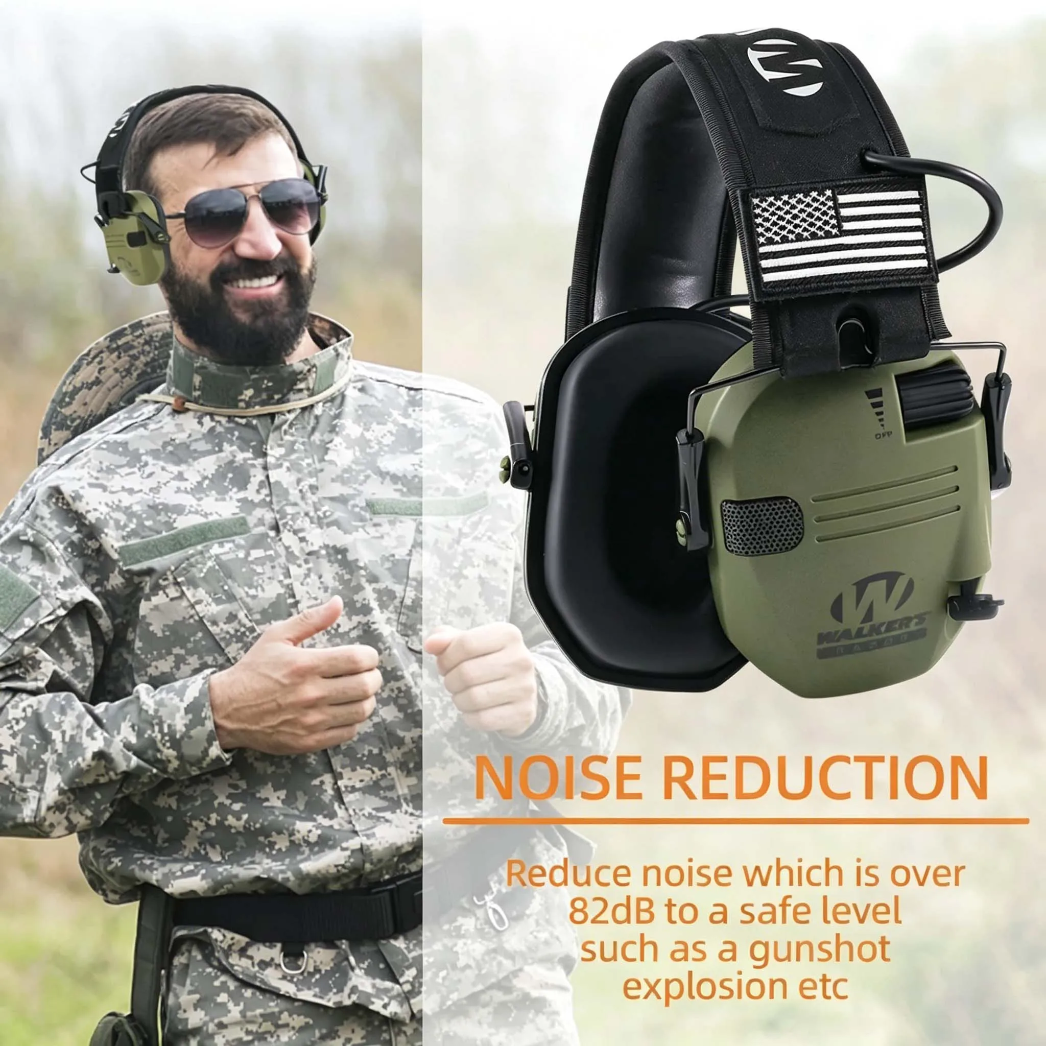 1PC Professional Noise Reduction Ear Muffs Hearing Protection with Voice Amplification for Outdoor & Industrial Noisy Scenes