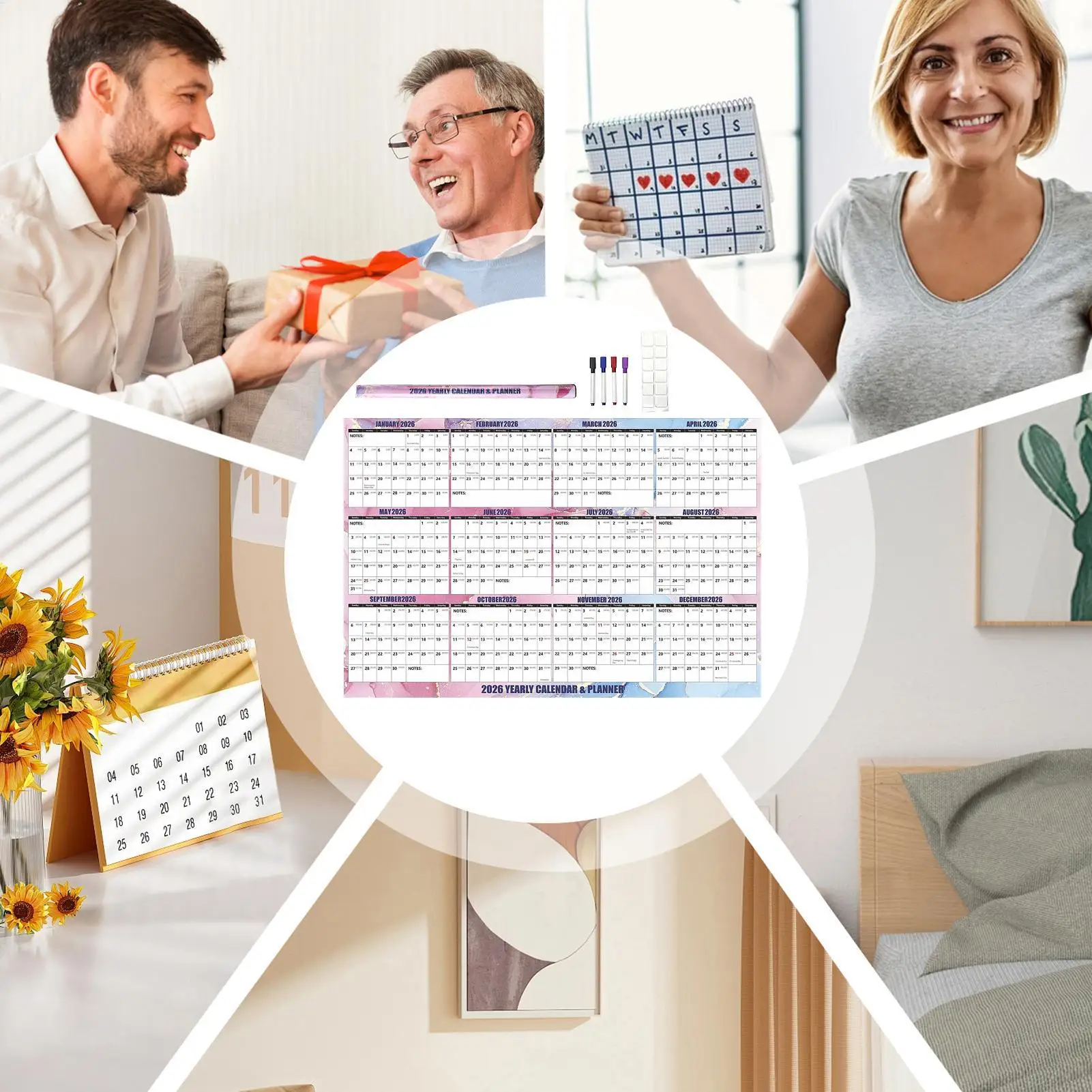 

2026 Calendar Planner Dry-Erase Smooth Writing Paper Calendar 2026 School Supplies For Marking Planner Schedule Planning Home