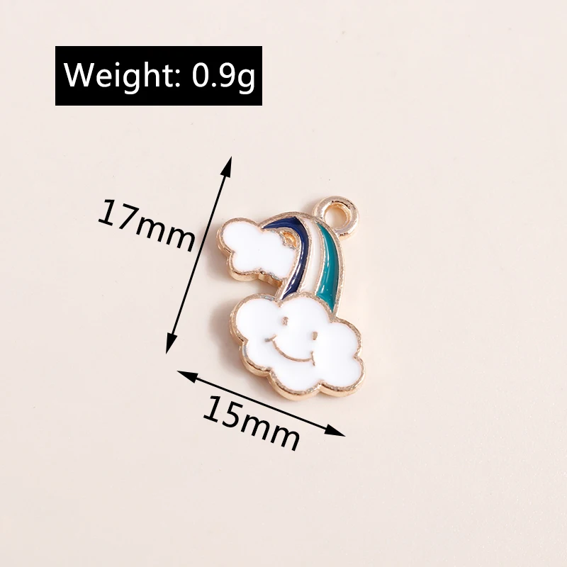 20 Stück niedliche Emaille-Regenbogen-Wolken-Charms-Anhänger für Schmuckherstellung, Halsketten, Ohrringe, Armbänder, Zubehör, DIY-Bastelbedarf – Detail 11