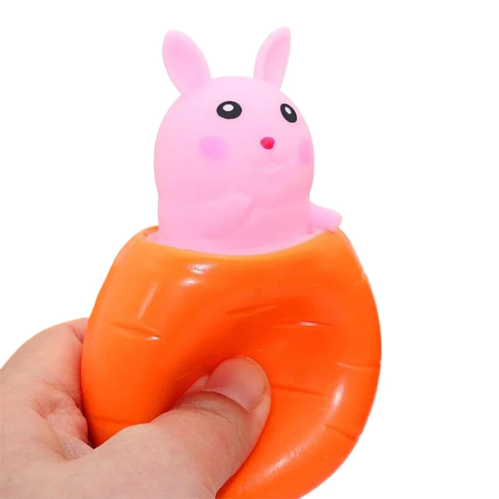 Easter Carrot Rabbit Squeeze Toy Cute Bunny Fidget Toy Stress Relief Toy for Easter Basket Stuffers Gift for Kids