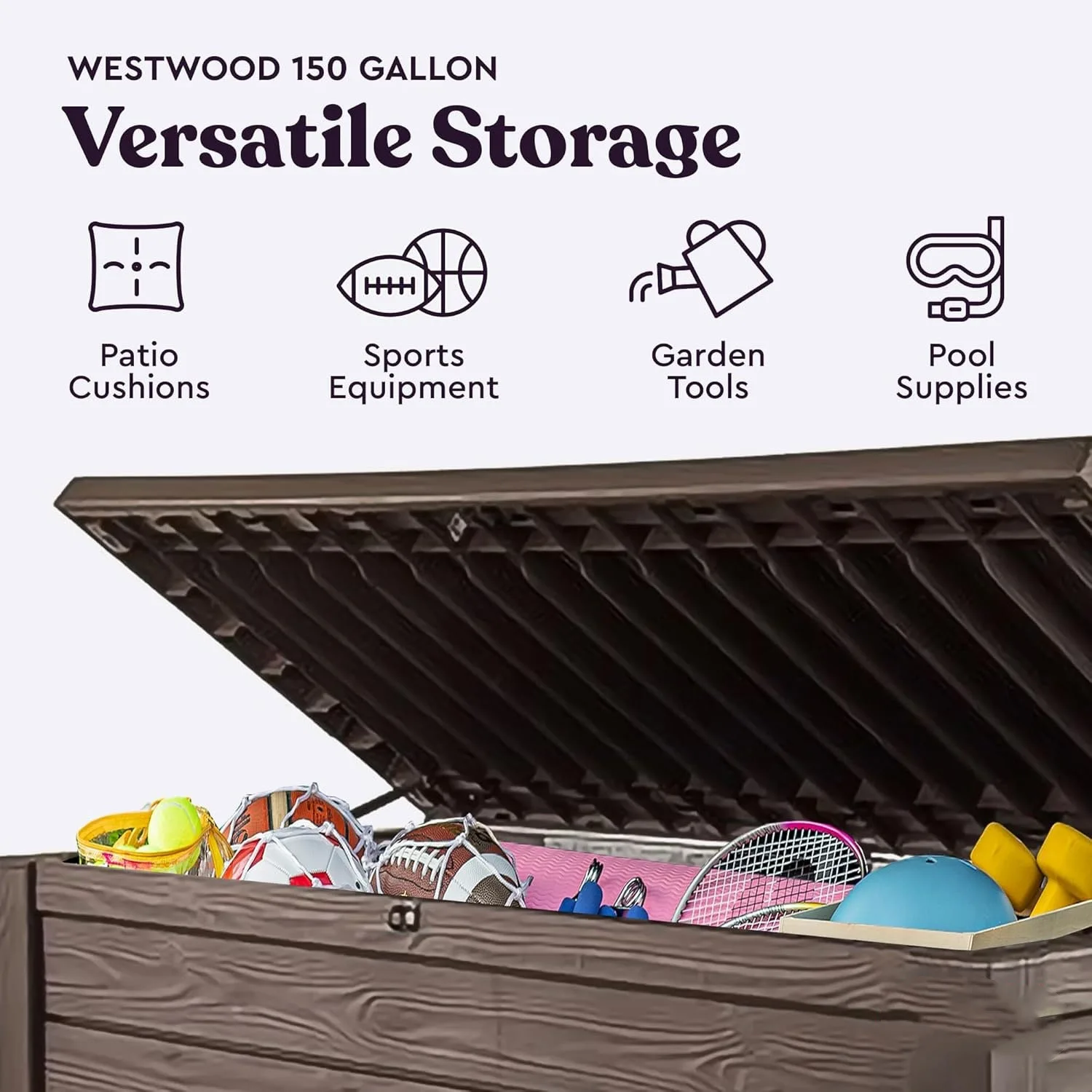 Terrace storage boxes and benches, brown wood grain, suitable for balcony porches and parks, fade-proof furniture