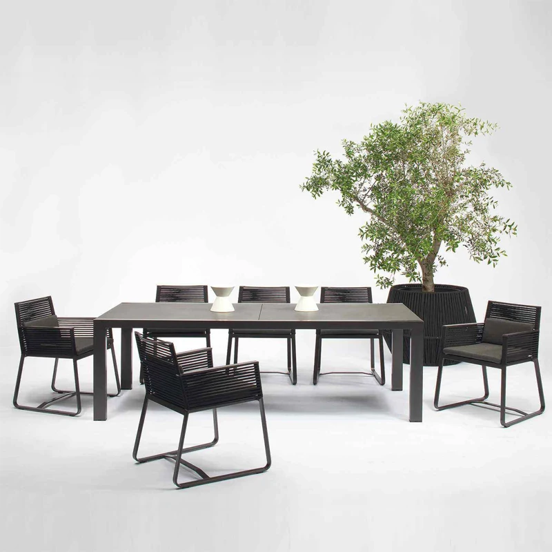 

Nordic luxury outdoor courtyard table and chair combination rattan sunscreen waterproof villa garden open-air balcony