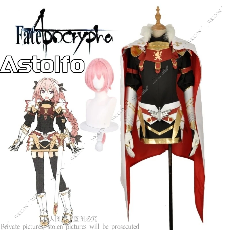 Astolfo 애니메이션 운명 게임 코스프레 코스튬 가발, 성인 팔라딘 핑크 머리 가발, 브레이드, 할로윈, 크리스마스, 코스튬, 카니발