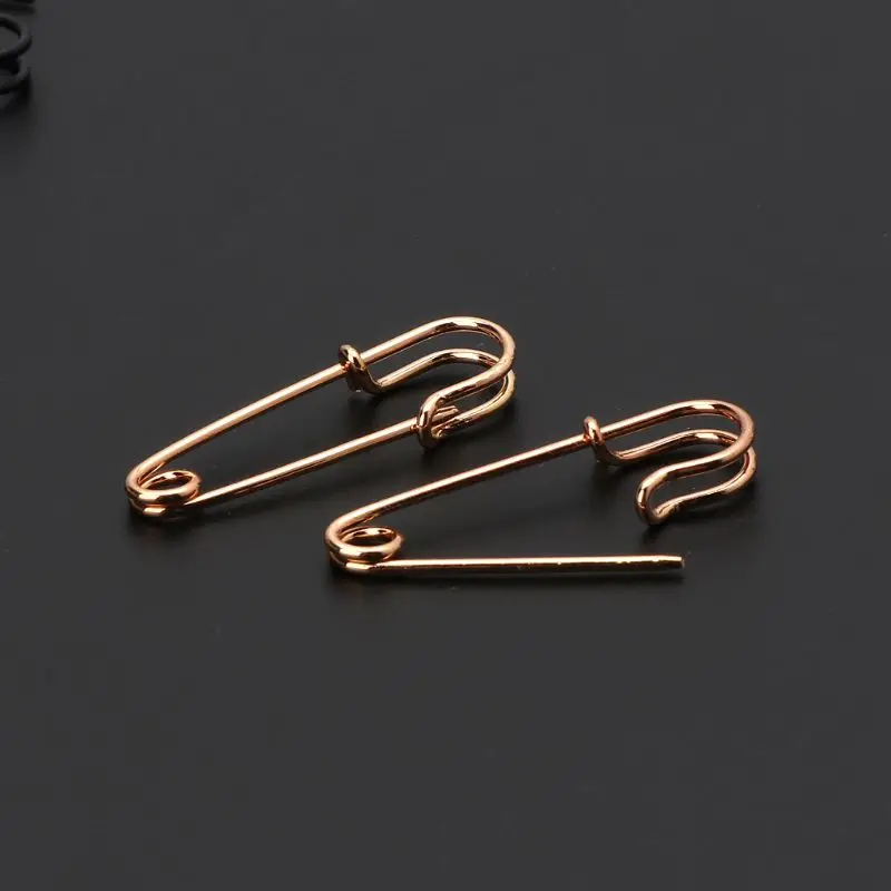 652F Fashion Silver/ Gold/ Black Safety Pin Ear Studs All-match Pin Studs Earrings Jewelry Gifts for Men Women Family Friend