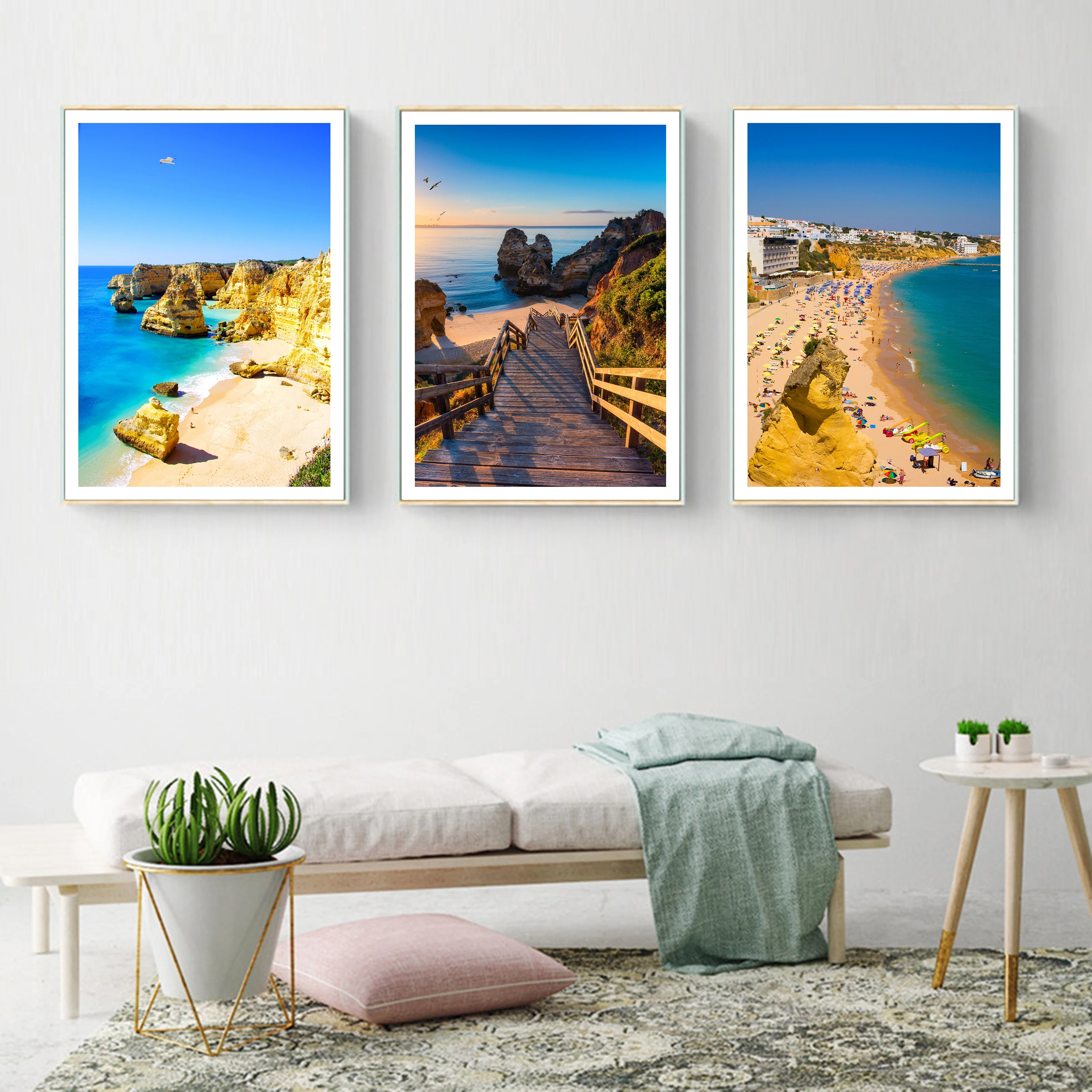 

Set of 3 Algarve Prints City Prints Colorful Travel Photos Home Decor City Travel Canvas Posters Portugal Albufeira Wall Art