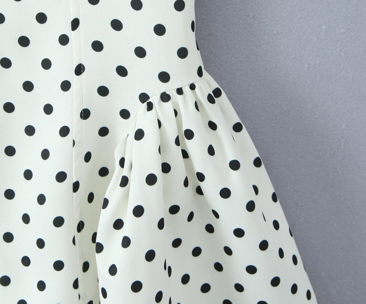 white and black polka dot halter dress Berylove Women Halter Graduation Dress White Black Polka Dot Tulle A Line Summer Dress, White Black Dot / US6