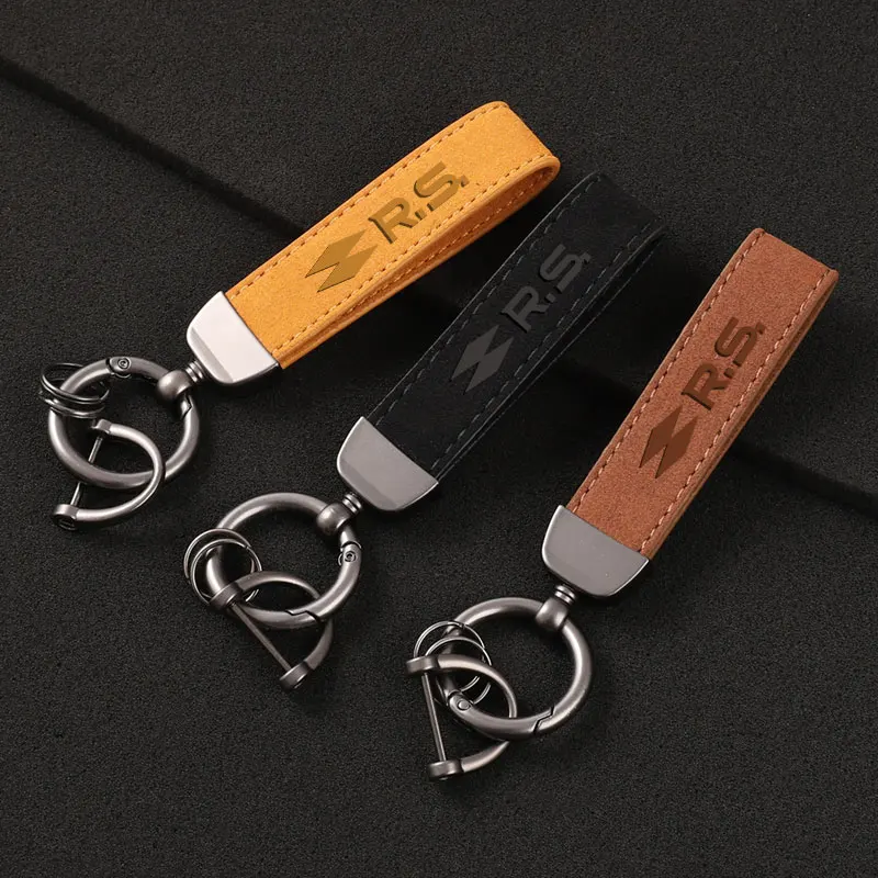 New Suede Keychain Sport Key Ring Custom Gift With Logo For Renault RS Clio Scenic Logan Megane Koleos Sandero Safrane Vel Satis
