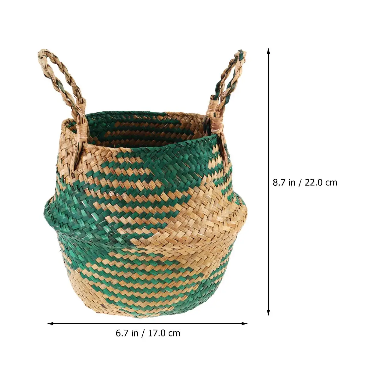 

Seaweed Flower Basket Storage Containers Green Bamboo Plant Bins Foldable Linen Woven Straw Boxes Kitchen Office Room