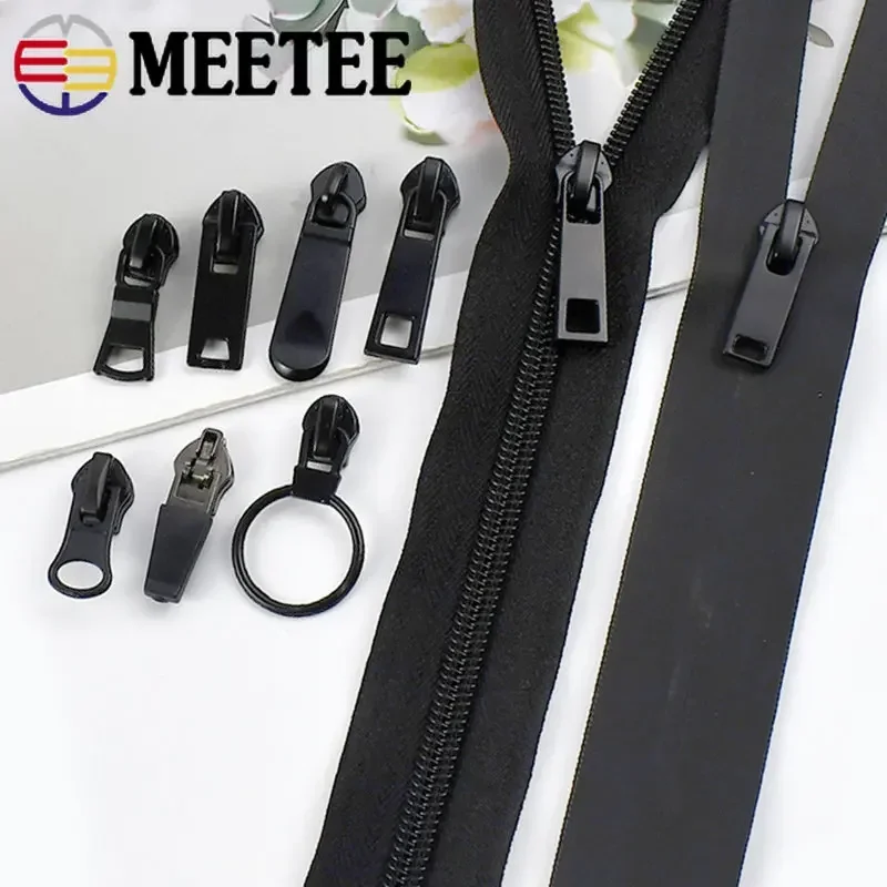 10Pcs 5# Zipper Sliders for Nylon Zip Invisible Reverse Waterproof Puller Head DIY Bag Clothes Garment Zips Sewing Accessories