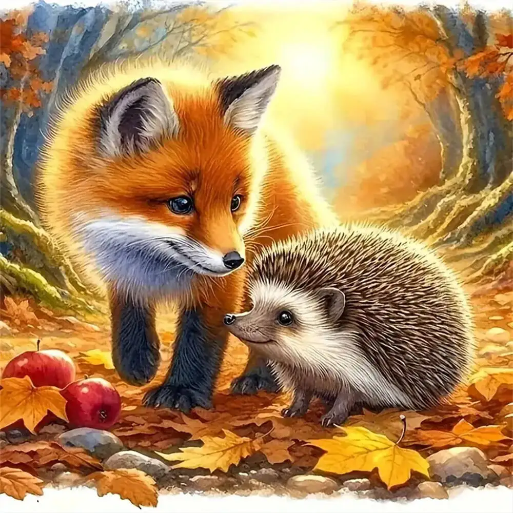 5D DIY Diamant Malerei Fuchs Tier Voll Platz Runde Diamant Mosaik Igel Stickerei Herbst Kind Hobby