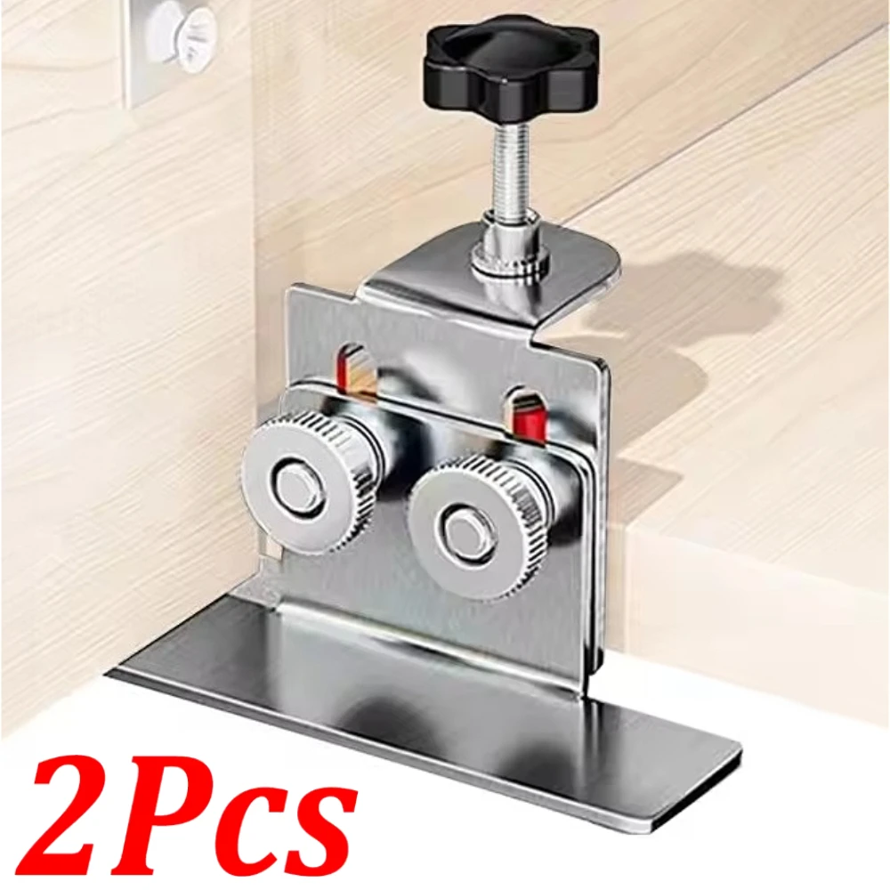 2Pcs Stainless Steel Material Cabinet Door Installation Fixture-36mm Adjustable Height Tool, with Powerful Clamping Function