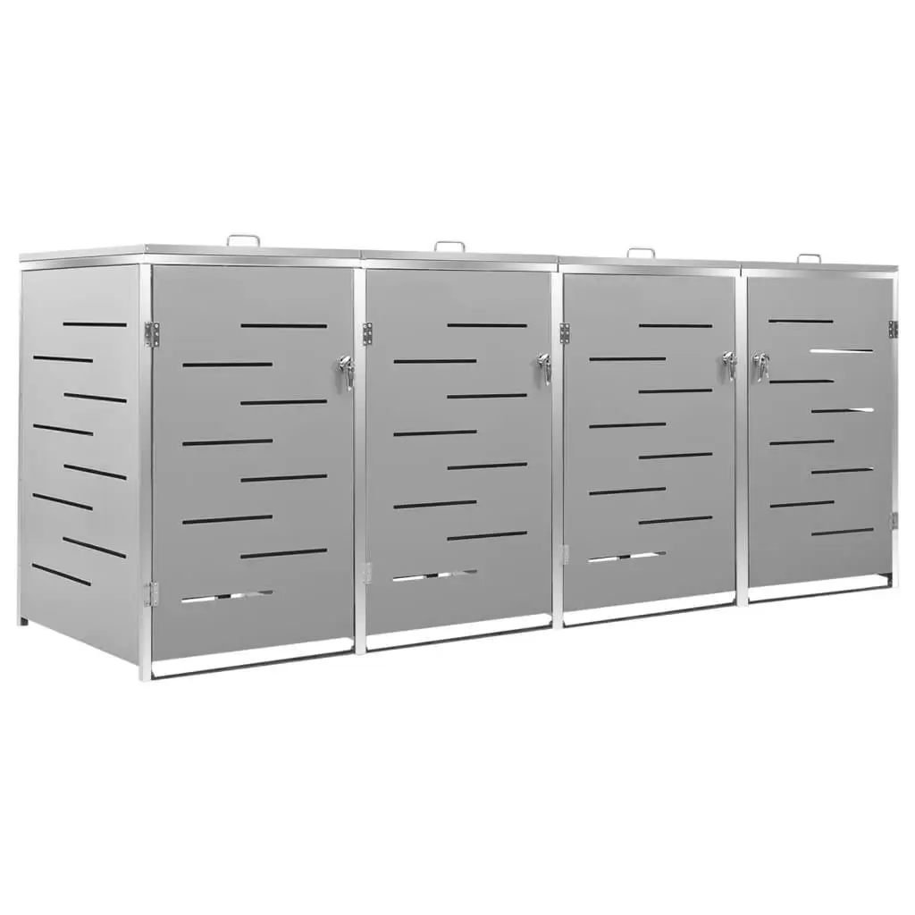 Stainless Steel Quadruple Wheelie Bin Shed 108. for X3 0. X4 4.3 cm - Durable Outdoor Storage Solution