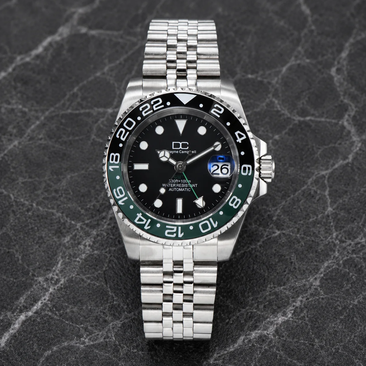 40mm Peacock Movement GMT Men's Watch 316L Stainless Steel Sapphire Glass Bidirectional 24 Tooth Rotation High Quality Watches