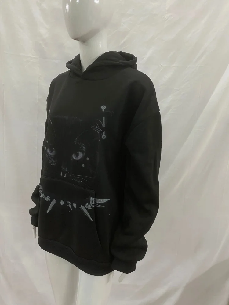

Унисекс, новинка 2026, темная толстовка в стиле Харадзюку Y2K, свободная посадка с принтом High Street, осень-зима, повседневная удобная уличная одежда