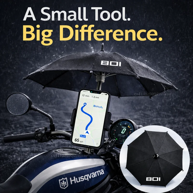

For Husqvarna Motorcycle Phone Umbrella Holder Waterproof Sunshade Anti Glare Rainproof Handlebar GPS Mount
